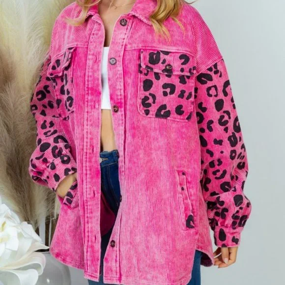 new WHITE BIRCH BOHO MAGNETA SHACKET jacket shirt western ANIMAL PRINT LG- XL - Picture 4 of 5